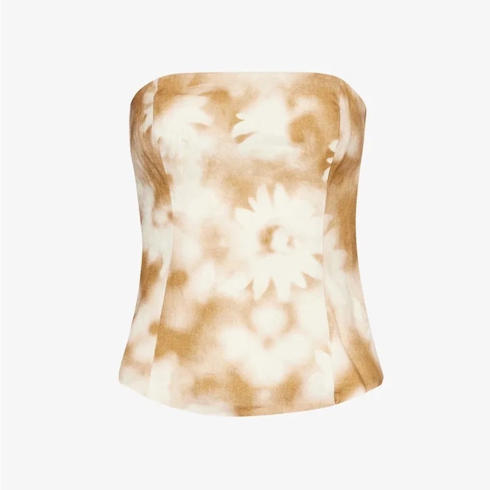 SAMSØE SAMSØE Saelynn Strapless Floral Linen Top In XL NWOT